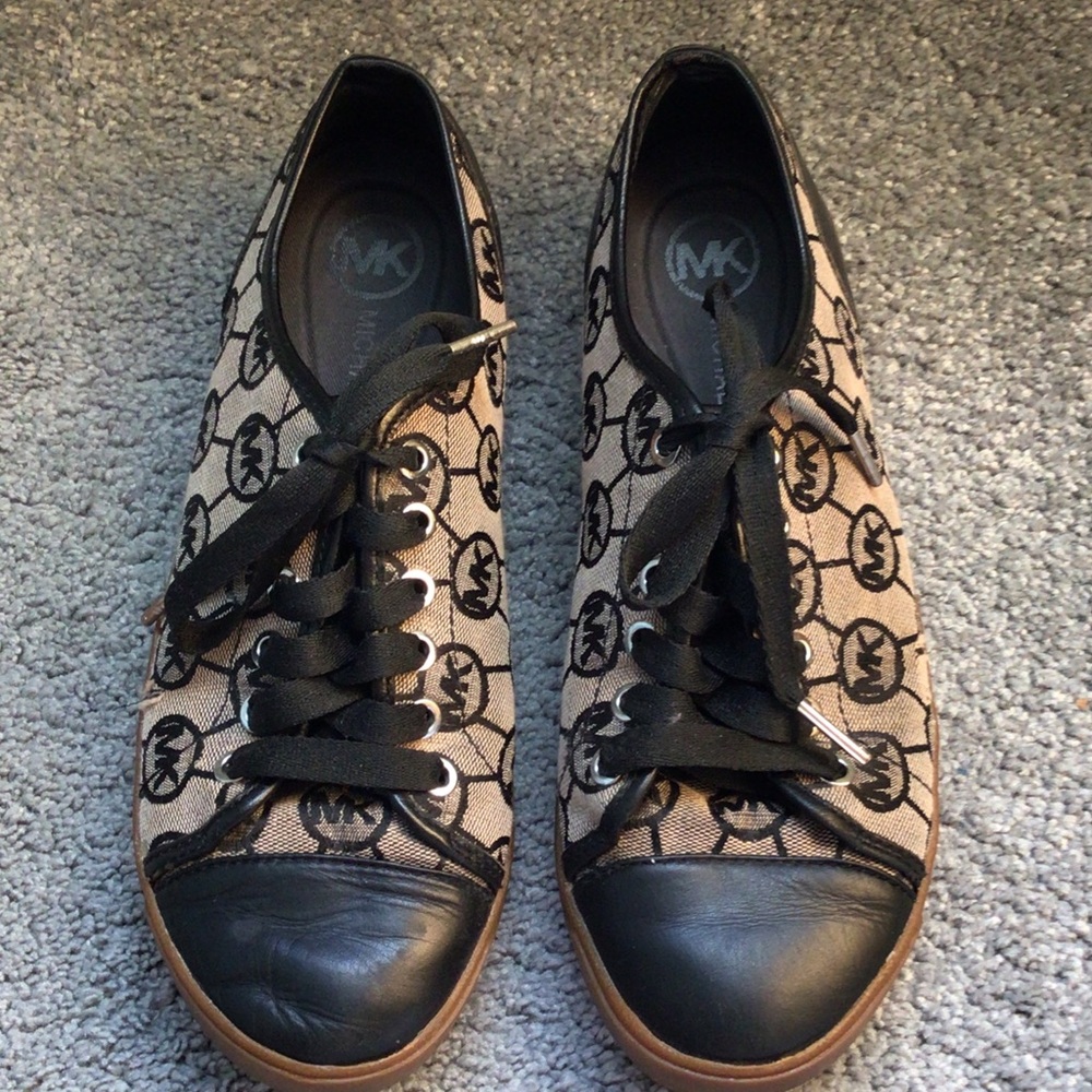 Michael Kors Black and Tan Logo Sneakers